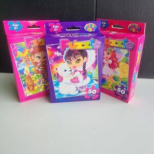 Lisa Frank Puzzle Lot of 3: Nalani, Polar Bear, and Surfer Girl - 50 Piece Each